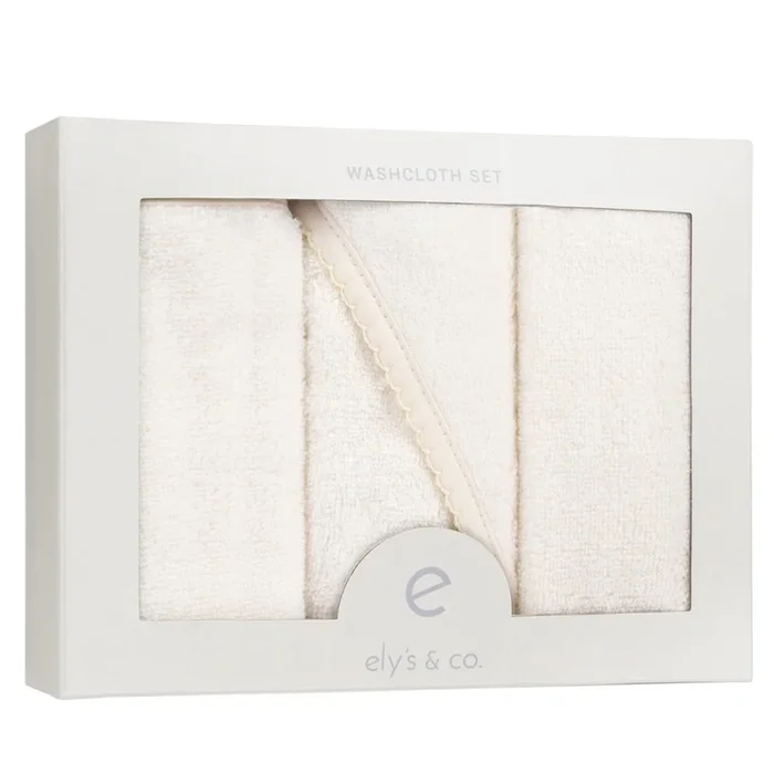 ELYS & CO SOLID SCALLOPED 3 PACK WASH CLOTH SET