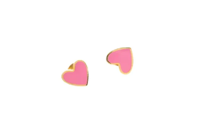 Enamel Heart Stud | Pink