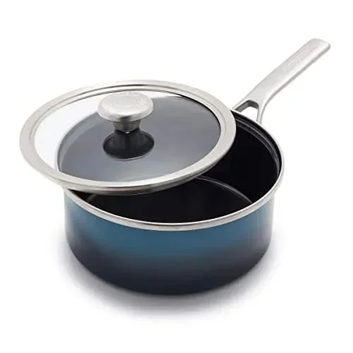 Enameled 2.5-Quart Saucepan with Lid – Aegean Teal