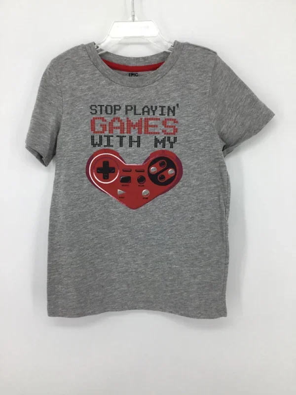 Epic Threads Child Size 7 Gray Valentine’s Day T-Shirt
