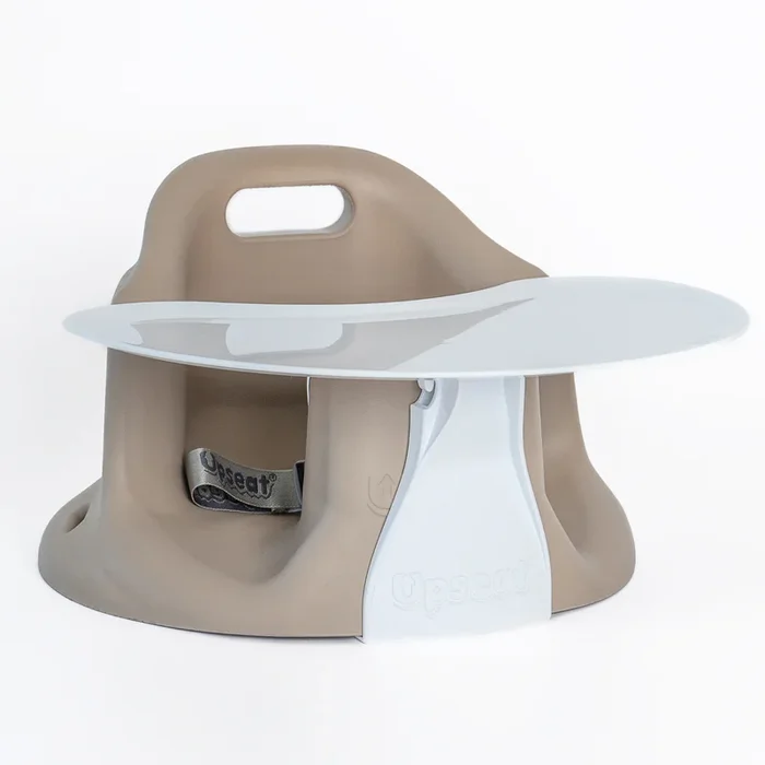 Ergonomic Baby Floor And Booster Seat With Tray – Taupe