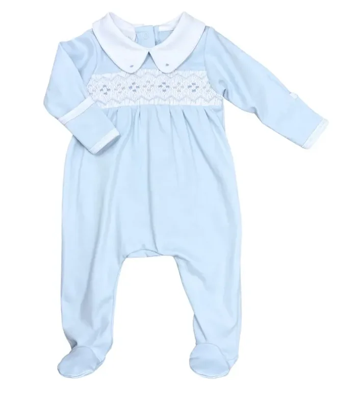 Ethan Smocked Footie | Light Blue