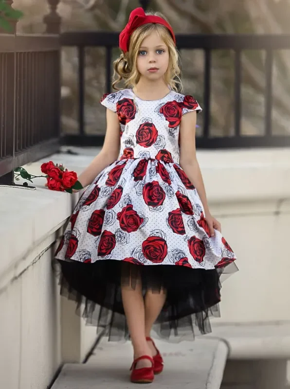 Evening In Paris Cap Sleeve Hi-Lo Tulle Dress