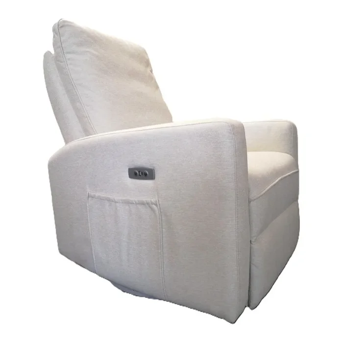 Evolur Bardot Glider with Swivel Base and Power Recline – Cream