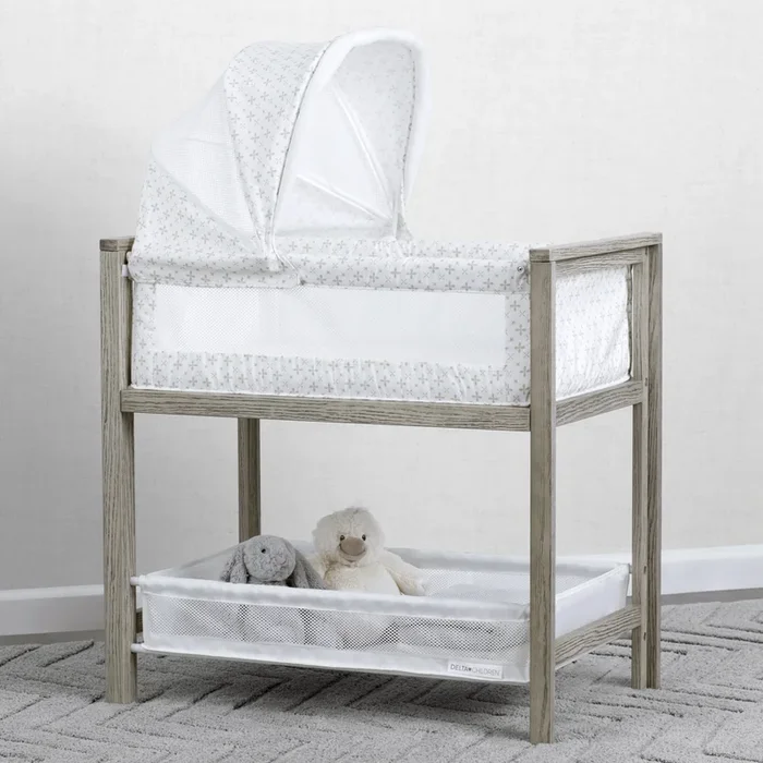 Farmhouse 2-in-1 Wood Bedside Bassinet Sleeper and Changer