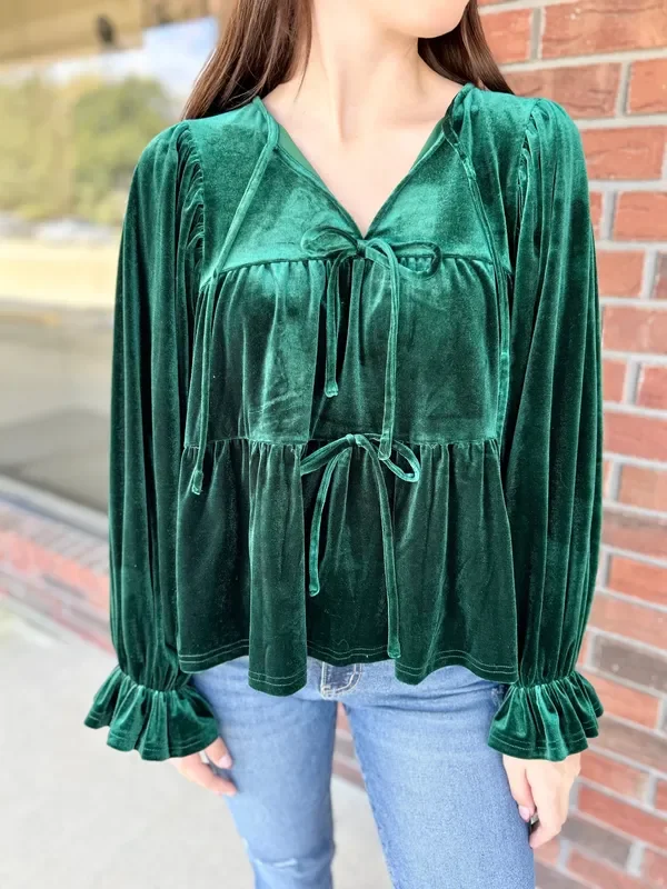 Feeling Festive Hunter Green Velvet Top