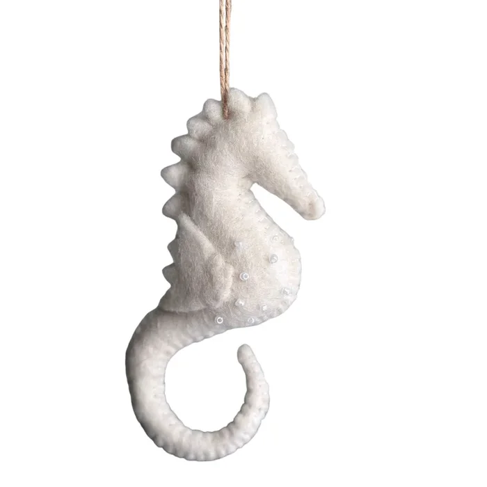 Felt Ornament – White Seahorse