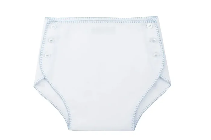 Feltman Brothers White & Blue Button Diaper Cover