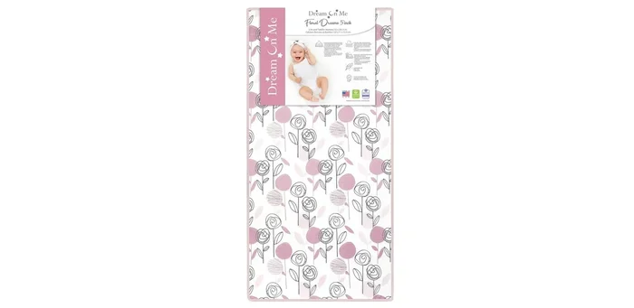 Floral Dreams Firm Fiber Standard Crib Mattress in Rose Pink