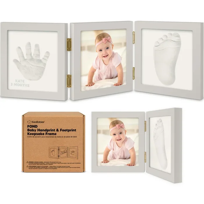 Fond Hand & Footprint Keepsake Frame (Cloud Gray)