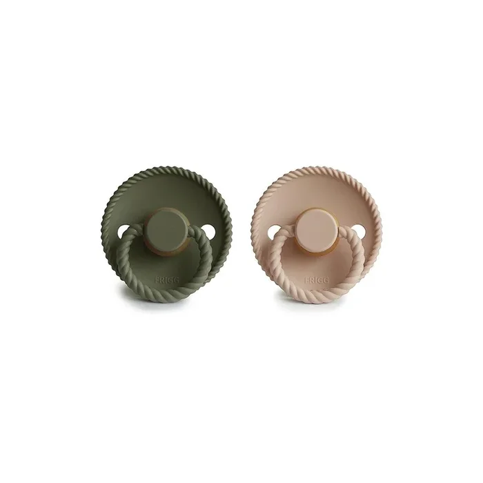 FRIGG Rope Latex Pacifier – 2 Pack – Croissant – Olive