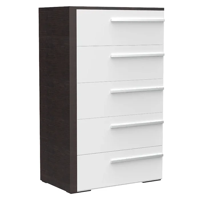 Gabriella 5 drawer chest storage for nursery bedroom, white & wood burn