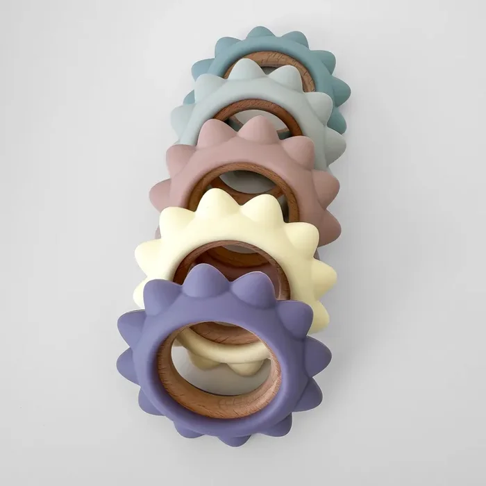 Garden Party Teether Collection – Silicone & Beechwood Sunshine