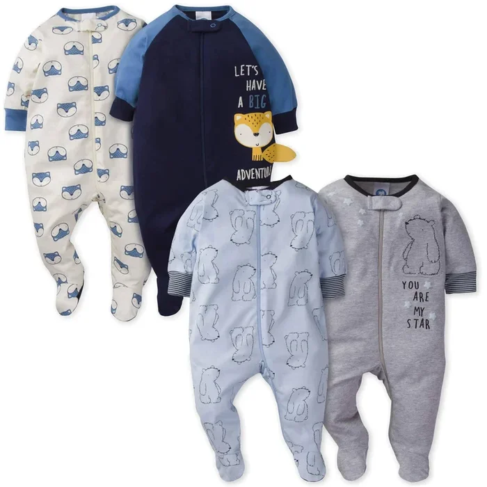 Gerber® 4-Pack Baby Boys Bear & Fox Sleep ‘N Play Bundle