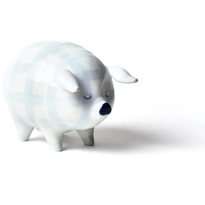 Gingham Piggy Bank – Blue
