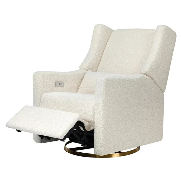 Glider Recliner with USB Charging – Ivory Boucle