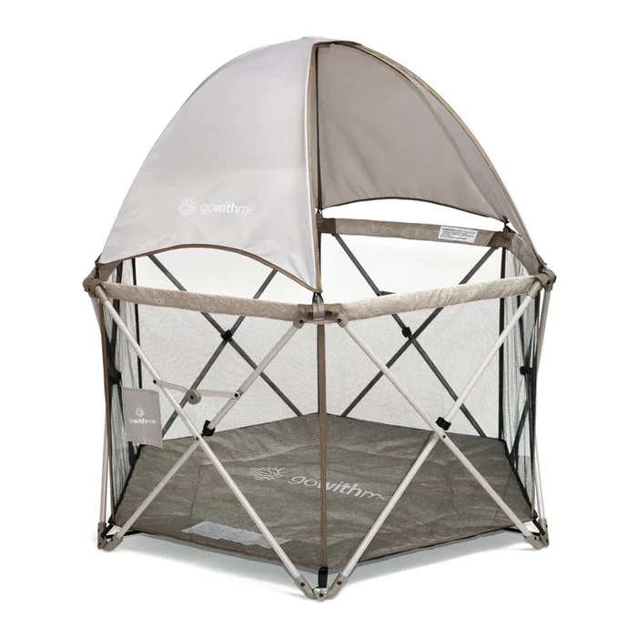 Go With Me® Eclipse Deluxe Portable Playard with Canopy – Sandstone
