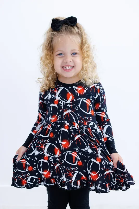 Graffiti Football Peplum Set : Black And Orange