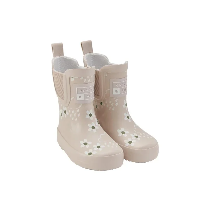 Grass & Air Floral Shortie Adventure Boot With Bag – Pampass Cream