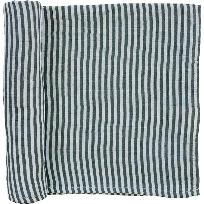 Green Stripes Muslin Swaddle Blanket