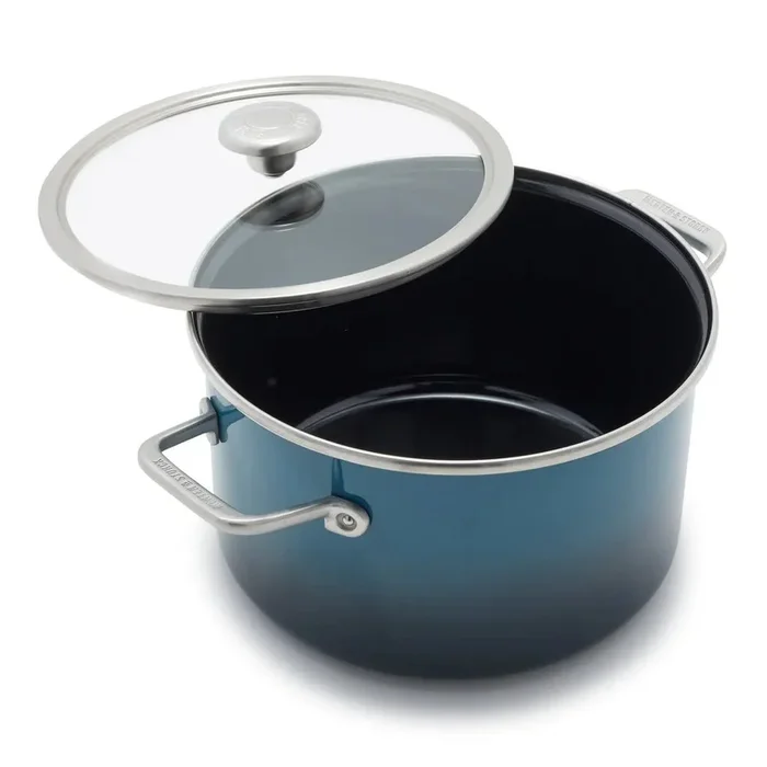 Greenpan Merten & Storck 6-Quart Steel Core Enameled Stockpot with Lid – Aegean Teal