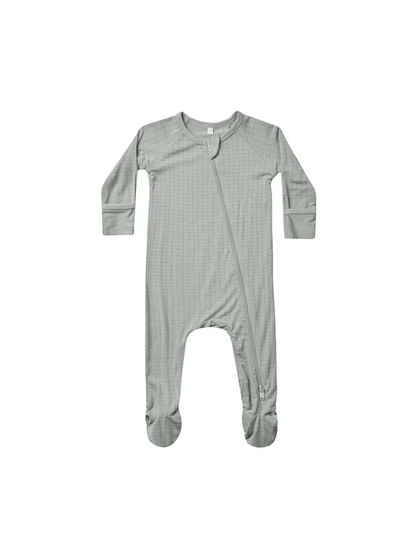 Grid Bamboo Zip Footie