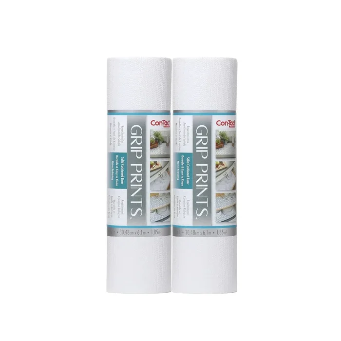 Grip Prints 2pk 12″x20′ Bright White: Non-Adhesive Shelf & Drawer Liners for Pantry & Cabinet Organization