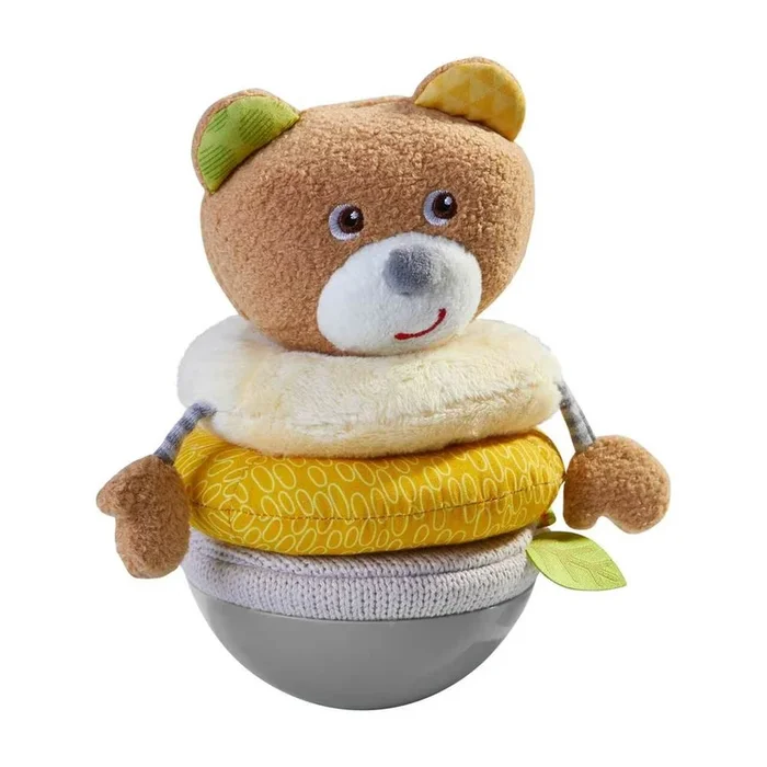 Haba Roly Poly Bear Wobbling Soft Baby Toy with Stacking Rings
