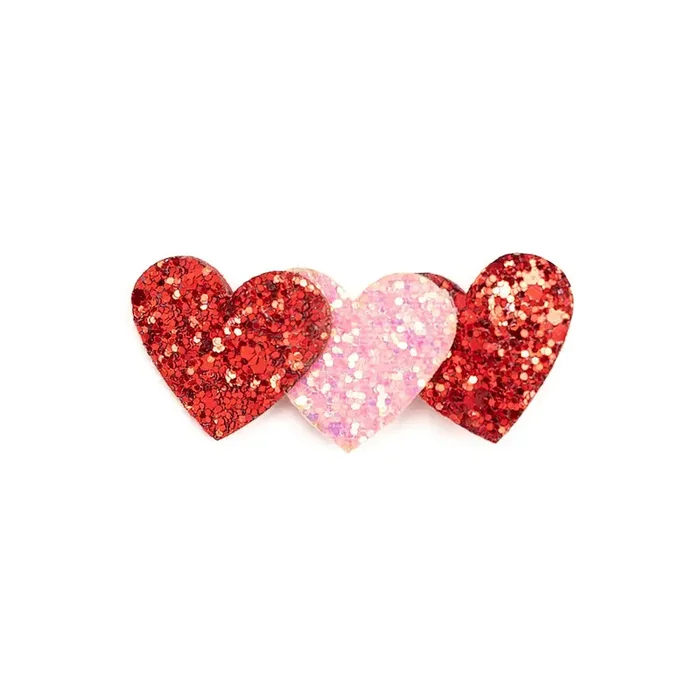 Hair Clip | Pink + Red Glitter Hearts