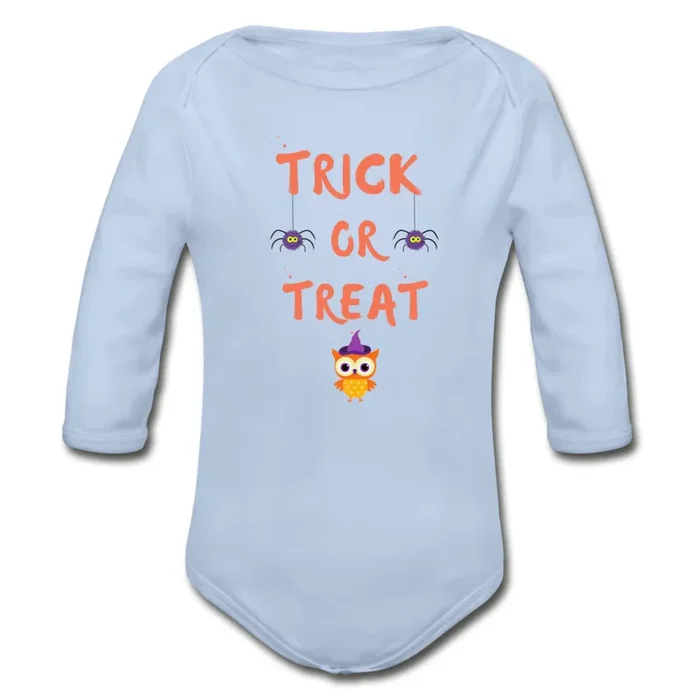 Halloween “Trick or Treat ” Organic Long Sleeve Onesie