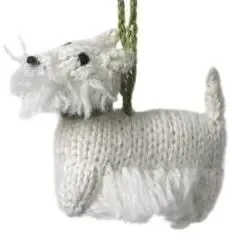 Hand Knit Alpaca Wool Christmas Ornament – Westie Dog