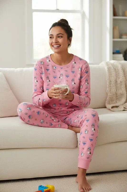 Hanukkah Pets (women’s Long Sleeve Pj) – Pink
