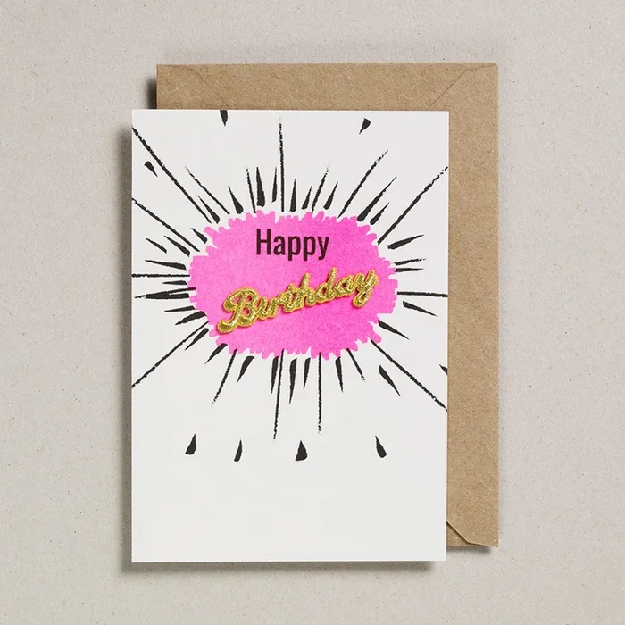Happy Birthday Fluro Pink Card