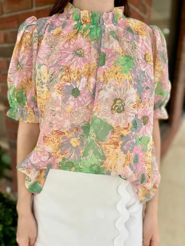 Happy Day Floral Print Top