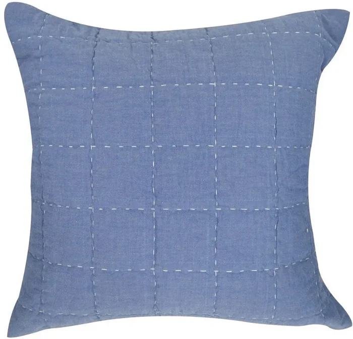 Hello Spud Decorative Pillow with Stuffer – Box Quilt Blue