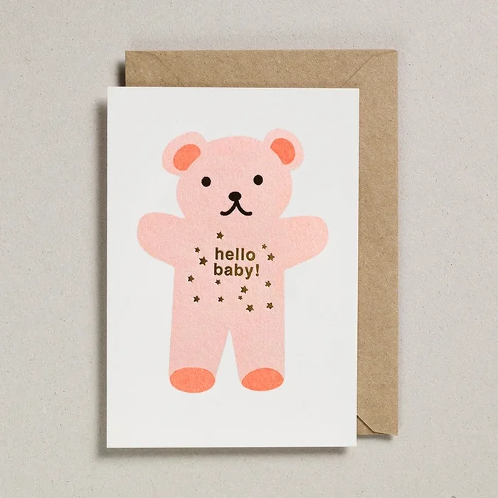 Hello Teddy New Baby Card