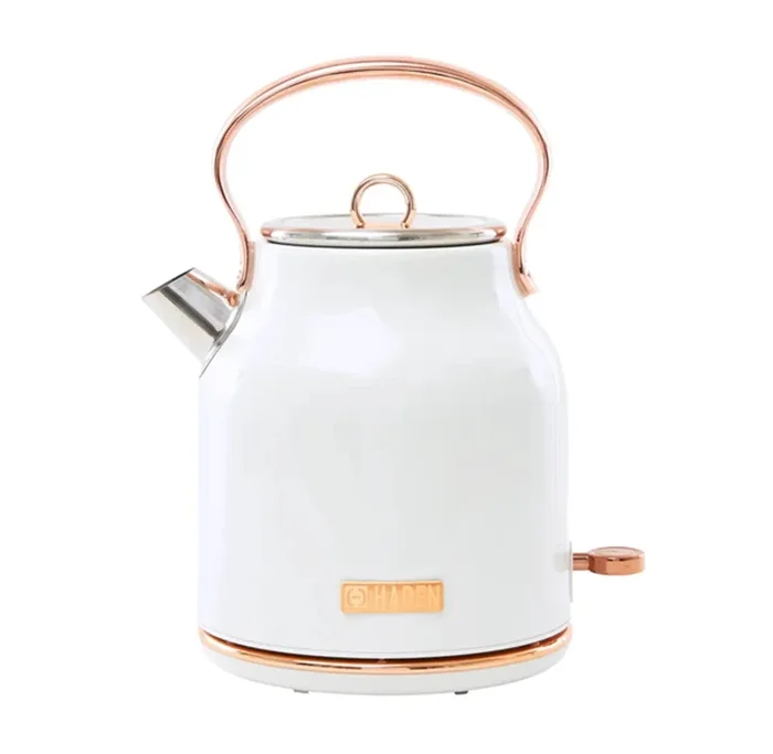Heritage 1.7 Liter Stainless Steel Electric Kettle- Ivory & Copper