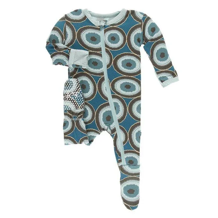 Heritage Blue Agate Slices Kickee Pants Zipper Footie