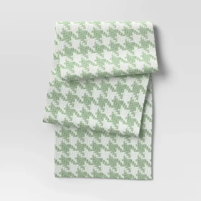 Houndstooth Table Runner – Green