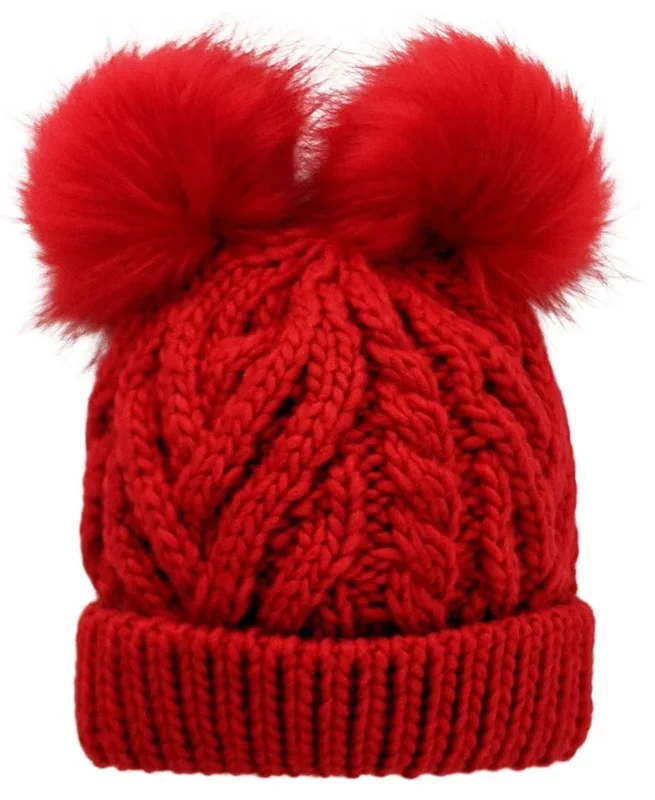 Huggalugs Fluffer Beanie Hat – Red, Large (2-6 years)