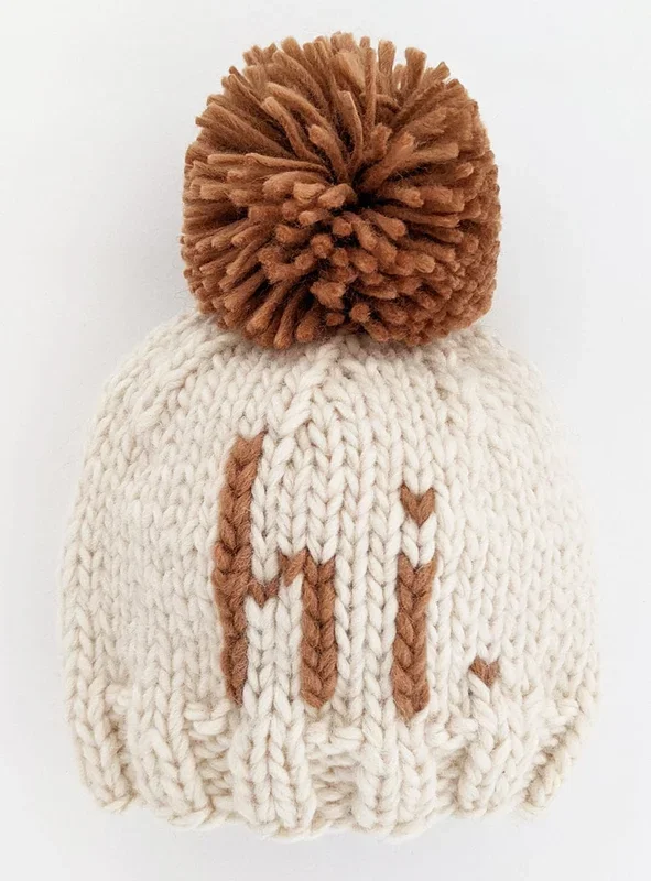 Huggalugs hi. Hand Knit Beanie Hat – Pecan, X-Small (Newborn)