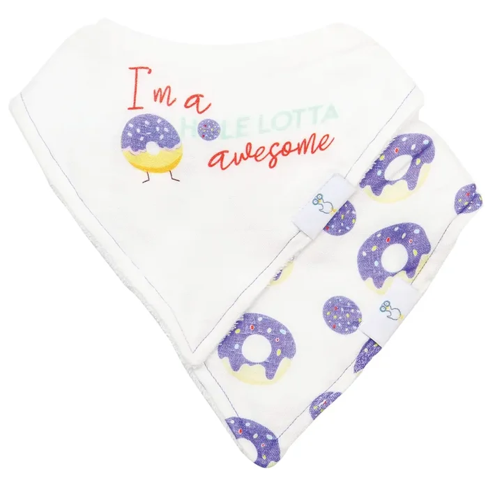 I’m Awesome And Donut 2 Pack Muslin & Terry Cloth Bib Set