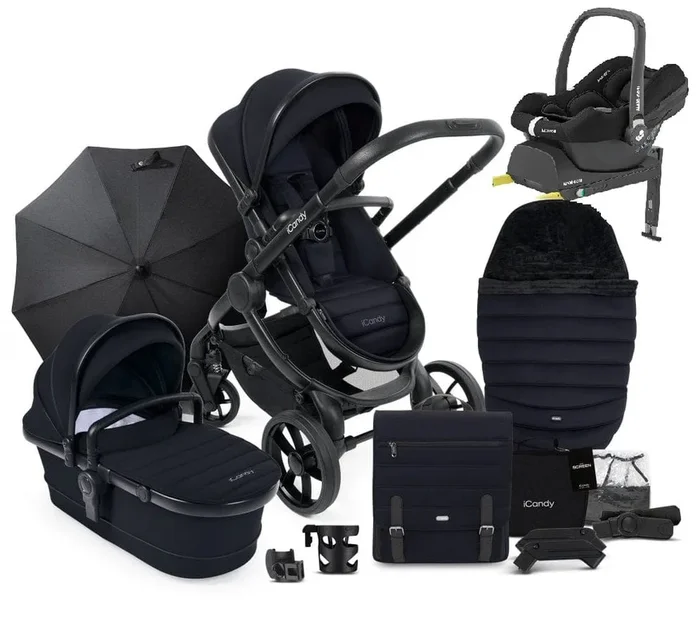 iCandy Peach 7 Maxi Cosi Cabriofix i-Size Travel System Bundle – Jet / Black Edition