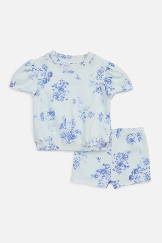Infant Girl Indigo Bloom Short Sleeve Set
