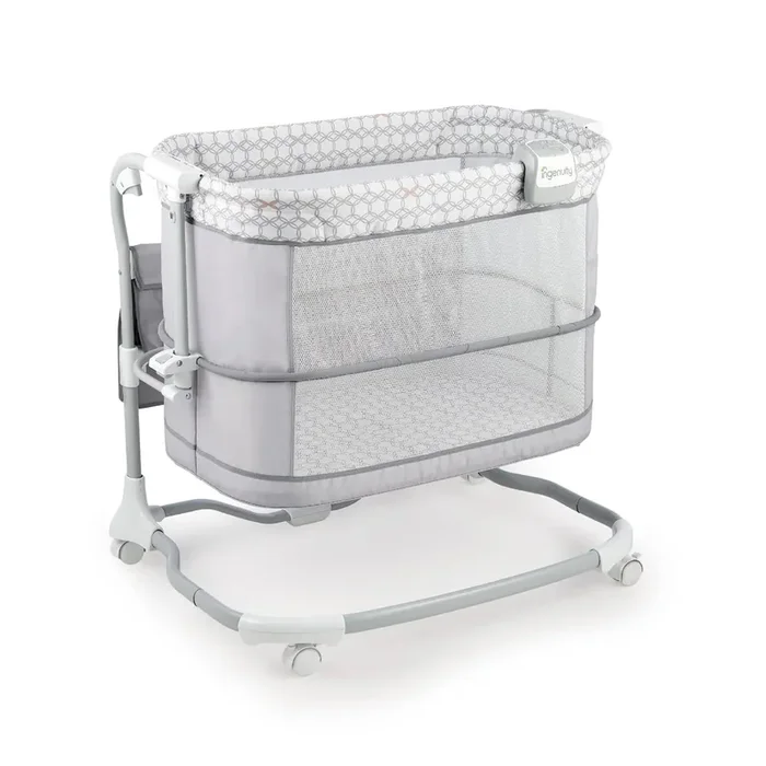 Ingenuity Dream & Grow Bedside Baby Bassinet 2-Mode Crib 0-12 Months, Adjustable Height – Dalton (Grey)