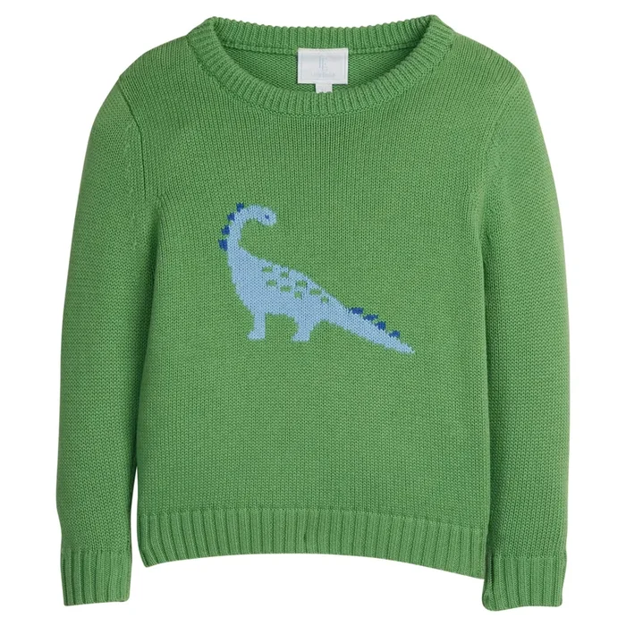 Intarsia Sweater – Blue Dinosaur