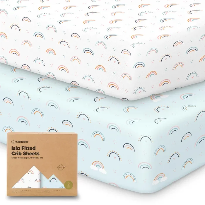 Isla Fitted Crib Sheets (Jolly Rainbow)