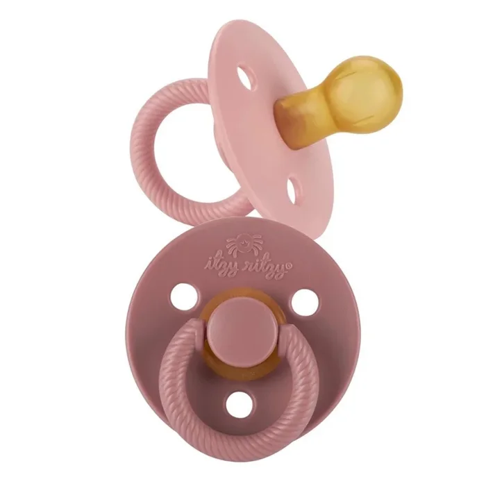 Itzy Ritzy Itzy Soother 2-Pack Natural Rubber Pacifiers – Blossom & Rosewood (0-6 M)