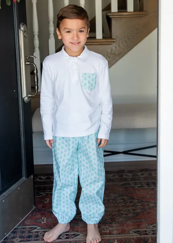 James and Lottie – Carter Pant Set, Gingham Christmas Tree