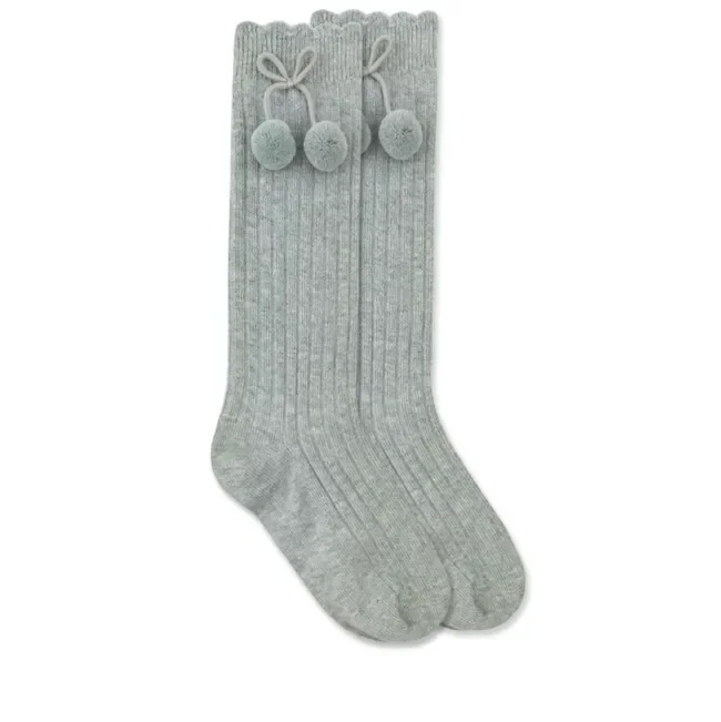 Jefferies Socks Rib Pom Pom Knee Sock